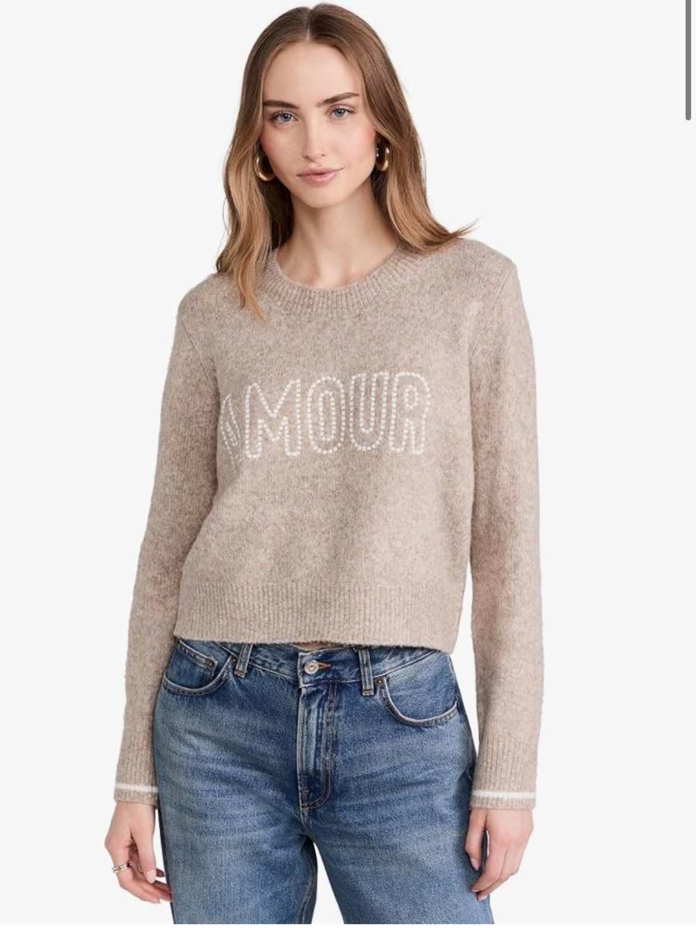 Z Supply Taupe 'AMOUR' Crewneck Sweater